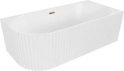 Mexen Gia wanna wolnostojąca narożna ryflowana prawa 170 x 80 cm, biała mat, przelew różowe złoto - 52701708001P-60