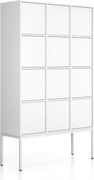 Szafa biurowa FRAME, podstawa biała, 12x drzwi, 1299 x 450 x 2185 mm, PUSH-lock, biały