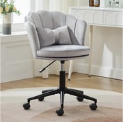 Fotel obrotowy z regulacją wysokości - Oparcie w kształcie płatka - 55 x 42 x 73-83 cm - Aksamit - Szary