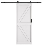 Drzwi przesuwne naścienne - Drewno i MDF - biały - wys. 205 x szer. 83 cm - NEFARA