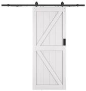 Drzwi przesuwne naścienne - Drewno i MDF - biały - wys. 205 x szer. 83 cm - NEFARA