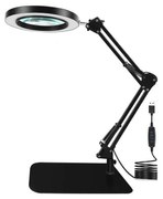 LED Lampa stołowa ściemnialna ze szkłem powiększającym LED/11W/5V czarna