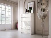 Komoda z 5 szufladami: biała matowa / biała błyszcząca, 70 x 39 x 125 cm