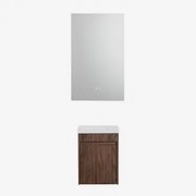 Zestaw Wiszących Mebli Łazienkowych Zintegrowany Z Umywalką Narek Ciemna Czerń & Prostokątny Led I Przeciwmgielny 55x90 Cm Riben - Sklum