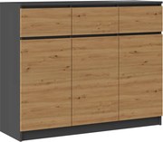 Industrialna komoda z drzwiczkami antracyt + dąb artisan K0-N07