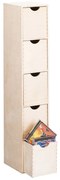 Pojemnik na drobiazgi, 5 szuflad, drewniany, mini regał do decoupage-  86x21x18 cm, ZELLER