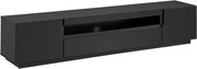 Szafka RTV Loftia 200 cm dwudrzwiowa z wnęką - czarny / czarny mat