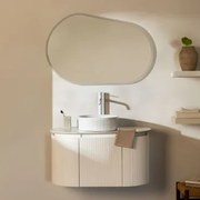 Zestaw Mebli Łazienkowych Z Drewna Carsone Biała & Bez Jednostki Pomocniczej & Redondo Cerámica Blanco Rayas Ø36 Cm Sinqua & - Sklum