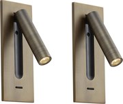 Zestaw 2 nowoczesnych lamp ściennych ciemny brąz z LED - Plaza