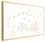 Plakat Księżyc i gwiazdy 90x60 cm z ramą złotą z marginesem ARTGEIST B