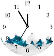 Zegar ścienny Okrągły Bombki Święta Ozdoby Śnieg