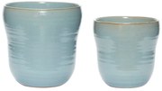 Zestaw 2 niebieskich ceramicznych doniczek Hübsch Tina