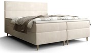 Beżowe tapicerowane welurem łóżko z pojemnikiem 7 rozmiarów N5-A59