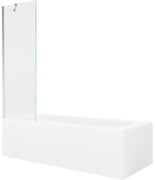 Mexen Vega wanna prostokątna 150 x 70 cm z obudową i parawanem 1-skrzydłowym 60 cm, transparent, chrom - 550115070X9506000001