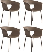 Outsunny Fotele ogrodowe 4 sztuki ergonomiczne z wycięciami podłokietniki odporne na warunki atmosferyczne kawowe | Aosom PL