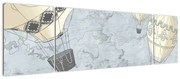 Obraz - Balony nad miastem, zimne odcienie (170x50 cm)