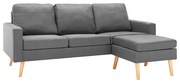 3-osobowa jasnoszara sofa z podnóżkiem W9-L13