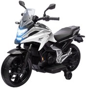 AIYAPLAY Motocykl Elektryczny dla Dzieci, Licencja Hondy, 3 km/h, Muzyka & Światło, 3-6 Lat, do 30 kg, Biały