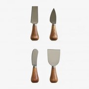 Zestaw 4 Sztućców Do Sera Z Drewna I Stali Anderson Akacja Brąz - Sklum