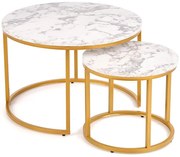 Komplet okrągłych stolików kawowych na złotej podstawie C5-T64