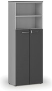 Szafa biurowa kombinowana PRIMO GRAY, drzwi na 4 poziomach, 800 x 420 x 2128 mm, szary/grafit