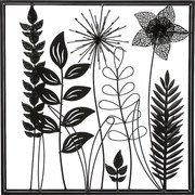 Ozdoba Ścienna Liście z Metalu Czarnego 40 x 40 cm