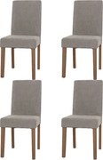 Szenilowe krzesło do jadalni Littau (zestaw 4 sztuk),  jasnoszary, nogi w kolorze naturalnym