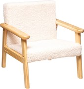 Fotel dla dziecka z obiciem typu miś i stelażem z drewna sosnowego, wys. siedziska 28 cm