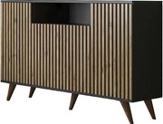 Komoda – 140 cm szerokości, 91 cm wysokości, 35 cm głębokości – sosna czarna i atlantycka – płyta wiórowa i MDF