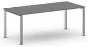 Stół konferencyjny do biura PRIMO INFINITY, 200x90 cm, szaro-srebrna podstawa, grafit