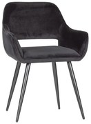 Czarne tapicerowane fotele jadalniane zestaw z podłokietnikami 2 szt. Jelle – WOOOD