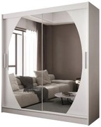 Biala szafa ubraniowa z okrągłym lustrem D7-N01