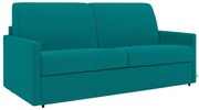Kanapa 3-osobowa rozkładana typu expres z tkaniny CALIFE - Turkusowy - Miejsce do spania 140 cm - Materac 14 cm