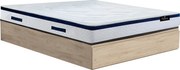 Zestaw 140 x 190 cm stelaż z jasną naturalną skrzynią i szufladą + materac o grub. 30 cm ze sprężynami kieszeniowymi - MARQUIS marki PALACIO