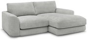 Jasnoszary narożnik z tkaniny szenilowej (prawostronny/z szezlongiem) Leonore – Bobochic Paris