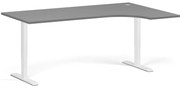 Narożne biurko z regulacją wysokości, 180x120 cm, 2 silniki, L/P, biała podstawa, grafit