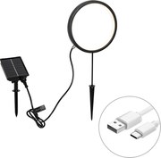 Lampa kolcowa czarna 50 cm z wbudowanym akumulatorem i panelem słonecznym LED IP65 - Adalind