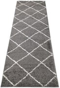 Szary chodnik dywanowy shaggy w kratkę E4-H13