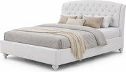Białe łóżko tapicerowane do sypialni glamour E8-A51