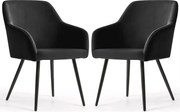 Zestaw 2 czarnych welurowych krzeseł kubełkowych S0-C59
