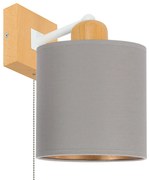 Szary kinkiet LED CL-SHWD-WE10x10BU-GR jednopunktowy z litego drewna z