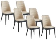 Zestaw 6 krzeseł z ekoskóry i metalu - kolor beżowy i antracytowy - MILDURA