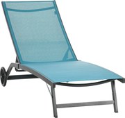 Outsunny Leżak słoneczny, 5-stopniowo regulowane oparcie, oddychający materiał, rama aluminiowa, niebieski, 195 x 66 x 34 cm