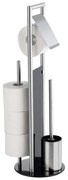 Stojak na papier toaletowy ze szczotką ze stali nierdzewnej w kolorze matowego srebra Ravina – Wenko