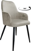 Krzesło WESTA tkanina Welur noga metalowa elegancki styl loftowy : Kolor nogi - Czarna stożek, Kolor tkaniny - VELVET - MG09, Typ siedziska - Siedzisko obrotowe 360°