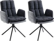 Zestaw krzeseł 2 szt. - tkanina i czarny metal - szary - SENTI