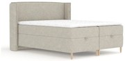Jasnoszare łóżko boxspring ze schowkiem 200x200 cm Monpelli – Maison de Rêve