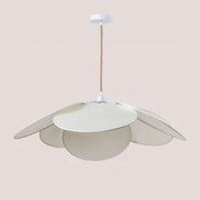 Lampa Sufitowa Wisząca Z Bawełny Okai Distressed White & Ø87 Cm - Sklum
