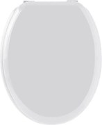 Deska WC Sweet z formowanego drewna w białym połysku z zawiasami z chromowanego metalu, wymiary 49x39x6 cm