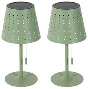 Zewnetrzna Zestaw 2 lamp stołowych zielonych w komplecie z diodą LED, 3-stopniowy ściemniacz, ładowanie i energia słoneczna - FerreDesignerski Oswietlenie zewnetrzne